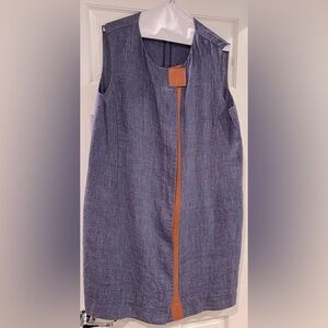 Lafayette 148 New York size 16 denim dress with leather detail